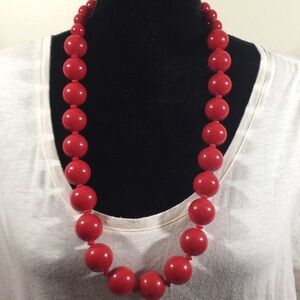 Vintage Cherry Red Lucite Bead Statement Necklace